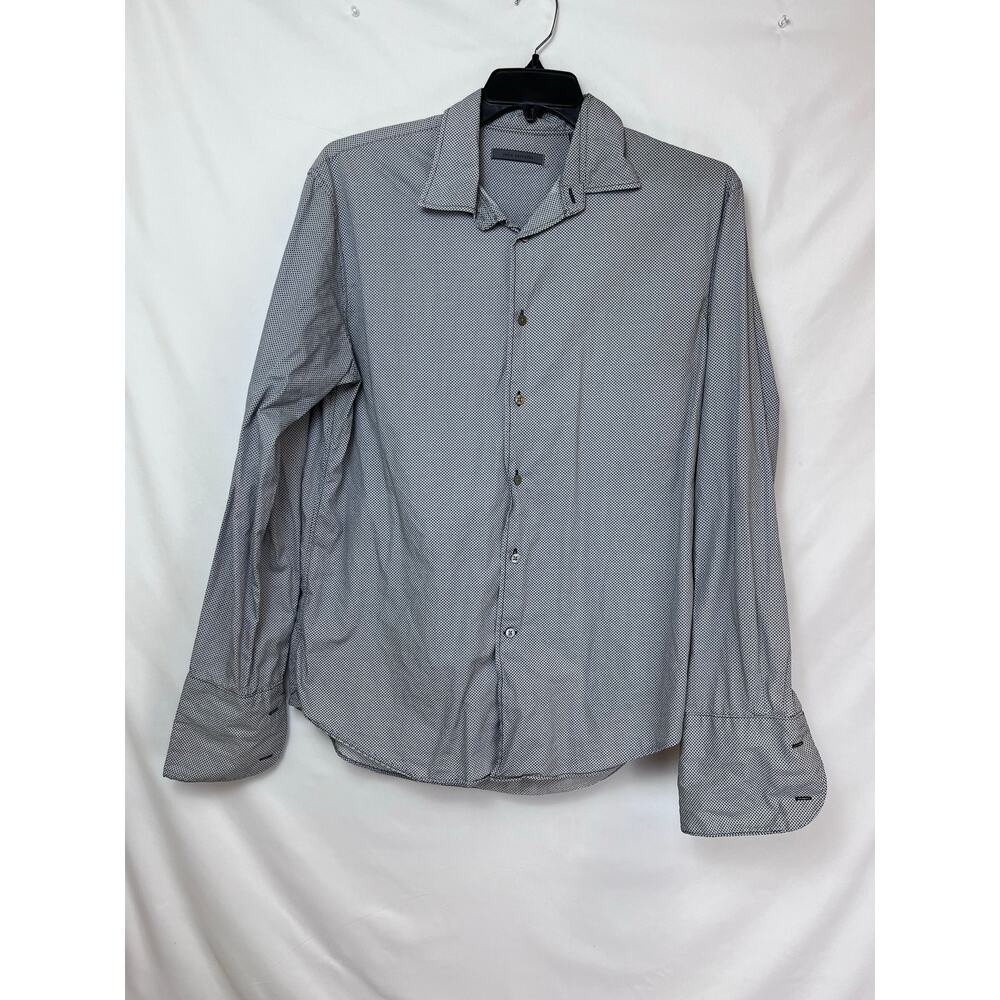 John Varvatos Men's Diamond Print Button Up Shirt French Cuff Dressy - L